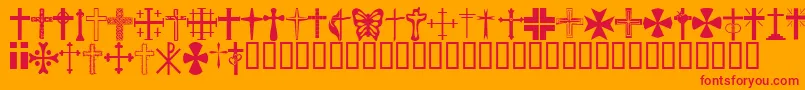 Czcionka ChristianCrosses – czerwone czcionki na pomarańczowym tle