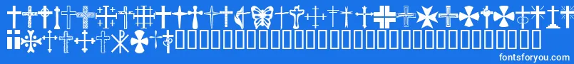 Czcionka ChristianCrosses – białe czcionki na niebieskim tle