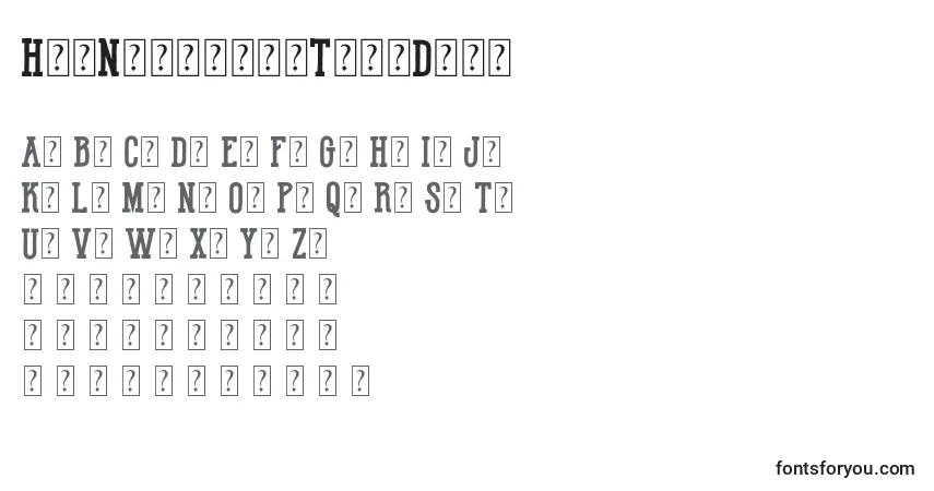 Czcionka HotNationalTeamDemo – alfabet, cyfry, specjalne znaki