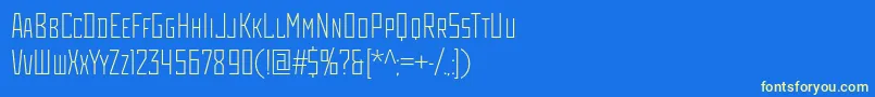 フォントRodchenkocondlightc – 黄色の文字、青い背景