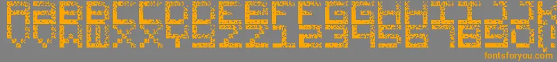 HackedCrt-Schriftart – Orangefarbene Schriften auf grauem Hintergrund