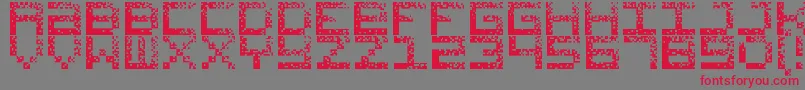 Fonte HackedCrt – fontes vermelhas em um fundo cinza