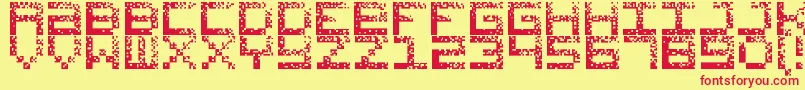 Czcionka HackedCrt – czerwone czcionki na żółtym tle