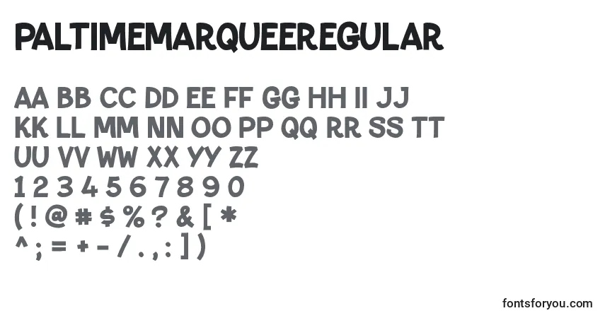 PaltimemarqueeRegular-fontti – aakkoset, numerot, erikoismerkit