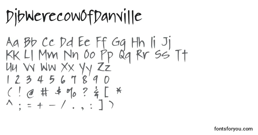 A fonte DjbWerecowOfDanville – alfabeto, números, caracteres especiais
