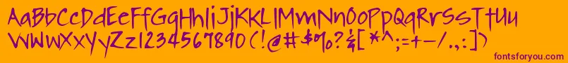 Шрифт DjbWerecowOfDanville – фиолетовые шрифты на оранжевом фоне