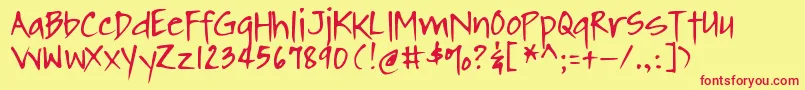 DjbWerecowOfDanville Font – Red Fonts on Yellow Background