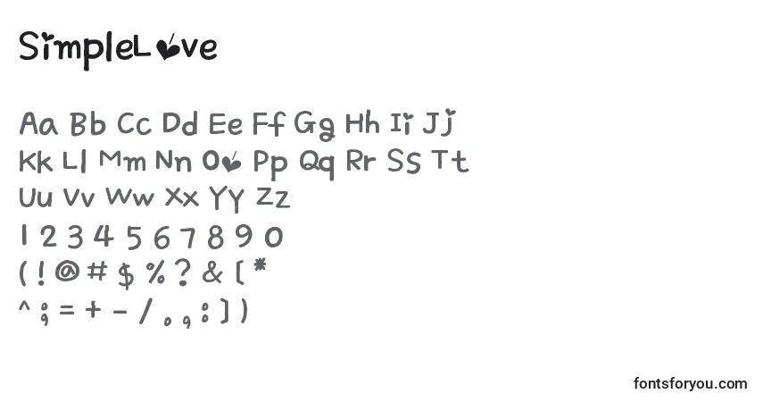 Шрифт SimpleLove – алфавит, цифры, специальные символы