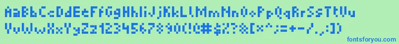 フォントPicopixel – 青い文字は緑の背景です。