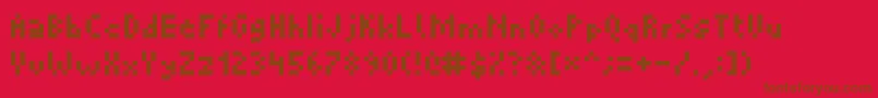 Picopixel-Schriftart – Braune Schriften auf rotem Hintergrund