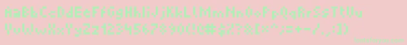 Picopixel-Schriftart – Grüne Schriften auf rosa Hintergrund