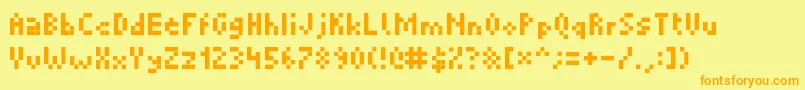 フォントPicopixel – オレンジの文字が黄色の背景にあります。