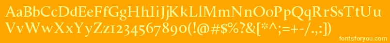 ShancallunaRegular-Schriftart – Gelbe Schriften auf orangefarbenem Hintergrund