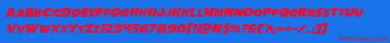 Goblincreekexpandital Font – Red Fonts on Blue Background
