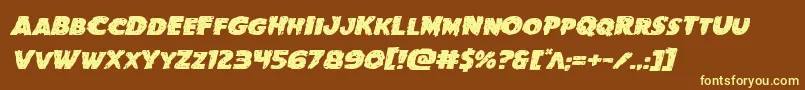 Goblincreekexpandital-Schriftart – Gelbe Schriften auf braunem Hintergrund