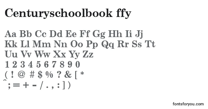 A fonte Centuryschoolbook ffy – alfabeto, números, caracteres especiais