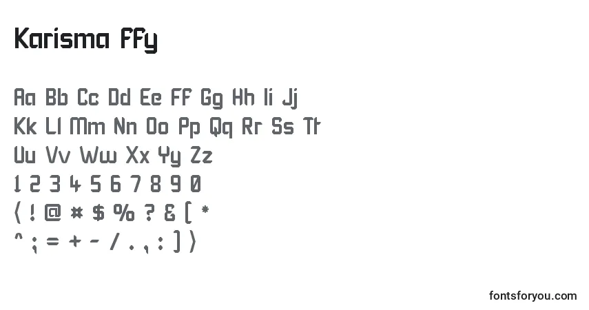 Schriftart Karisma ffy – Alphabet, Zahlen, spezielle Symbole
