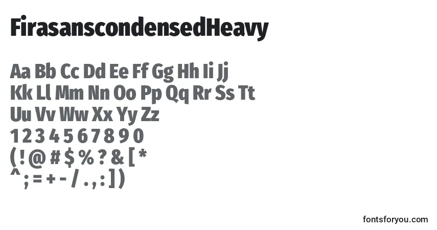 A fonte FirasanscondensedHeavy – alfabeto, números, caracteres especiais
