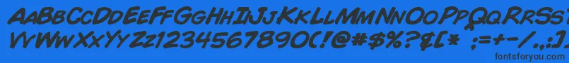 ComicBookBoldItalic Font – Black Fonts on Blue Background