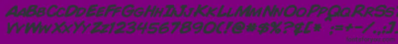 ComicBookBoldItalic-fontti – mustat fontit violetilla taustalla