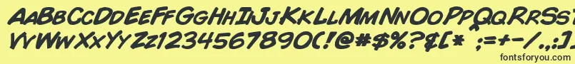 ComicBookBoldItalic Font – Black Fonts on Yellow Background