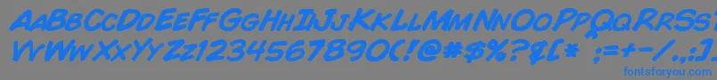 ComicBookBoldItalic-Schriftart – Blaue Schriften auf grauem Hintergrund