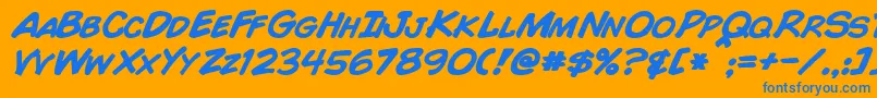 フォントComicBookBoldItalic – オレンジの背景に青い文字