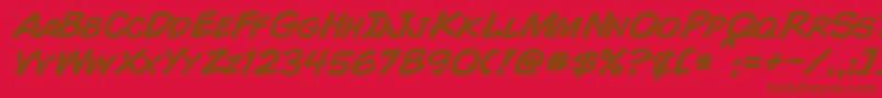 Шрифт ComicBookBoldItalic – коричневые шрифты на красном фоне