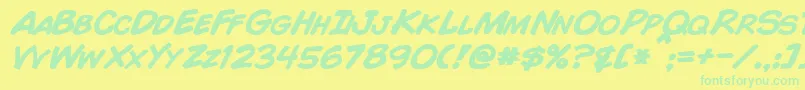 fuente ComicBookBoldItalic – Fuentes Verdes Sobre Fondo Amarillo
