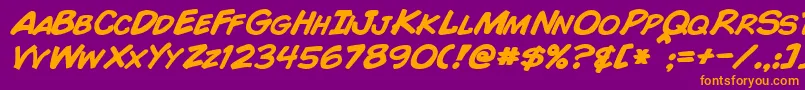 ComicBookBoldItalic Font – Orange Fonts on Purple Background