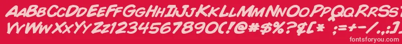 Fonte ComicBookBoldItalic – fontes rosa em um fundo vermelho
