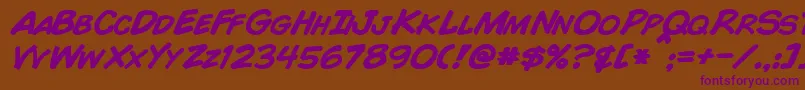ComicBookBoldItalic Font – Purple Fonts on Brown Background