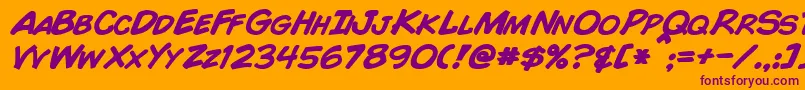 ComicBookBoldItalic Font – Purple Fonts on Orange Background