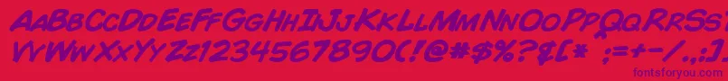 ComicBookBoldItalic-Schriftart – Violette Schriften auf rotem Hintergrund