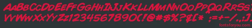 ComicBookBoldItalic Font – Red Fonts on Black Background