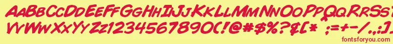 ComicBookBoldItalic Font – Red Fonts on Yellow Background