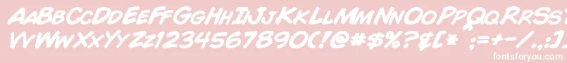 ComicBookBoldItalic Font – White Fonts on Pink Background