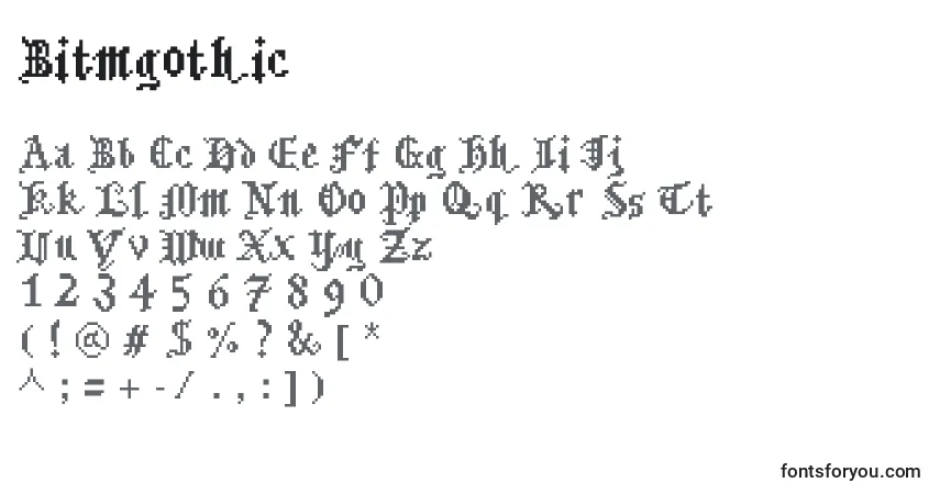Schriftart Bitmgothic (53387) – Alphabet, Zahlen, spezielle Symbole