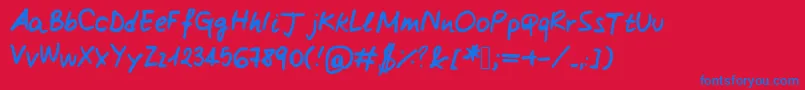 Claireshand3 Font – Blue Fonts on Red Background