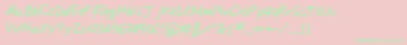 Claireshand3-Schriftart – Grüne Schriften auf rosa Hintergrund