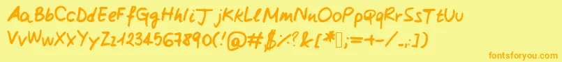 Więcej informacji o czcionce Claireshand3 Czcionka Claireshand3 – pomarańczowe czcionki na żółtym tle