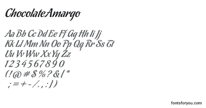ChocolateAmargo-fontti – aakkoset, numerot, erikoismerkit