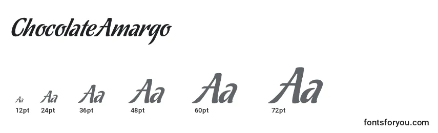 Размеры шрифта ChocolateAmargo