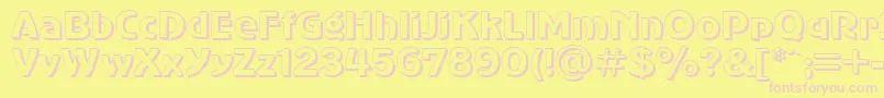 フォントSanasoftShadow.Kz – ピンクのフォント、黄色の背景