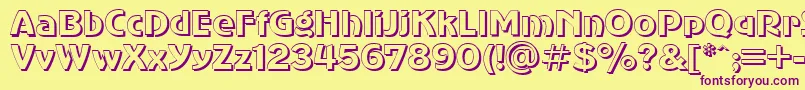 SanasoftShadow.Kz Font – Purple Fonts on Yellow Background