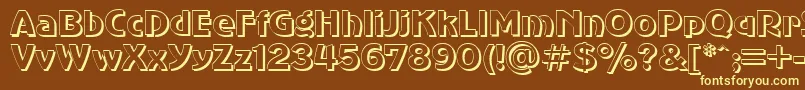 SanasoftShadow.Kz Font – Yellow Fonts on Brown Background