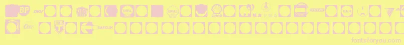 Tank-fontti – vaaleanpunaiset fontit keltaisella taustalla
