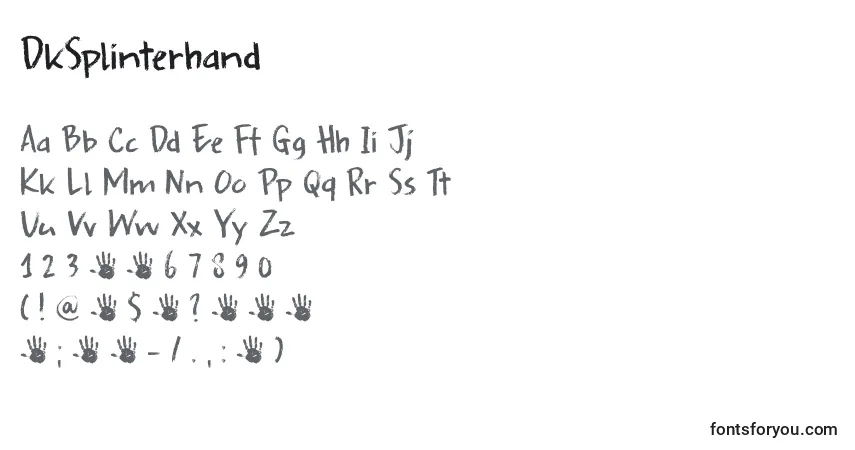 Czcionka DkSplinterhand – alfabet, cyfry, specjalne znaki