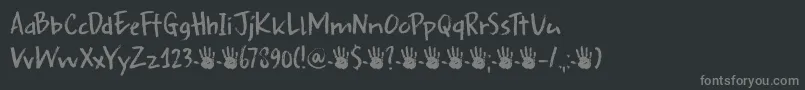 DkSplinterhand-fontti – harmaat kirjasimet mustalla taustalla
