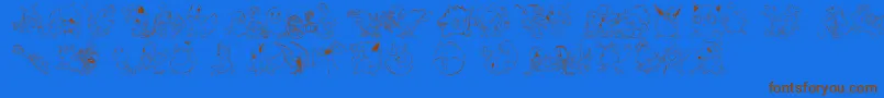 LmsPokemonMasterDingbat-Schriftart – Braune Schriften auf blauem Hintergrund